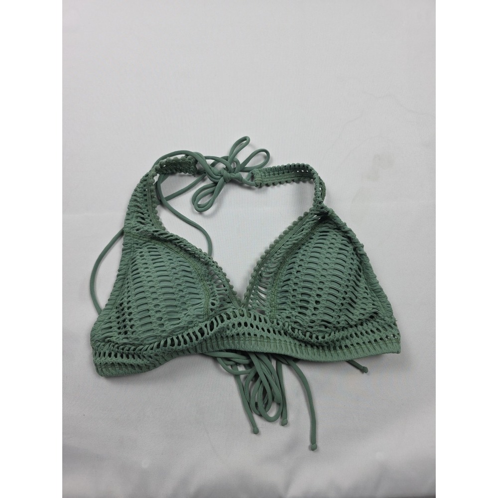 Robin Piccone Swim Bikini Top Medium Green Mesh
